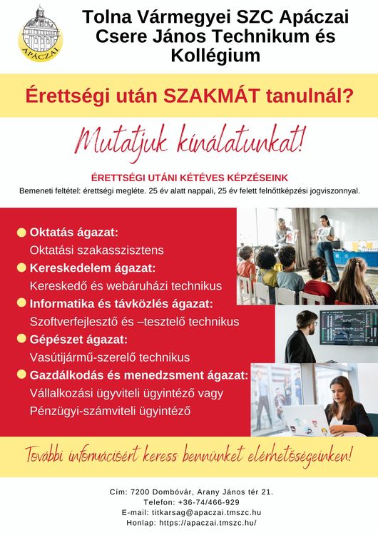 Érettségire épülő képzéseink