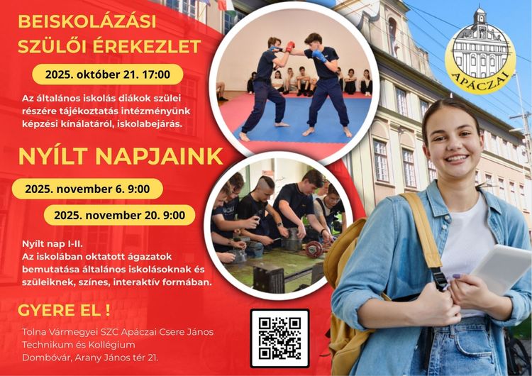 Nyílt napjaink és beiskolázási szülői értekezlet
